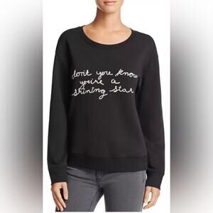 Joie Black Pink Embroidered "Don't You Know You're a Shining Star" Sweatshirt XS